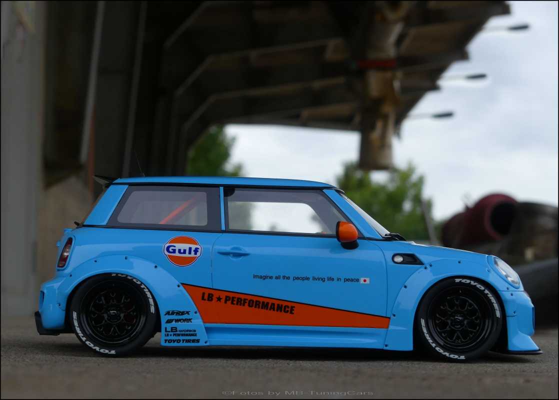 1:18 Mini Cooper LB Performance Liberty Walk GULF DESIGN - RAR LBWK -